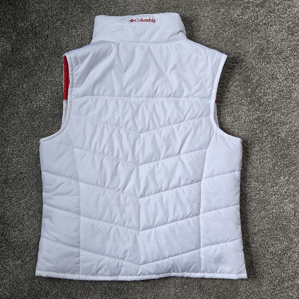 Columbia Reversible Puffer Vest White and Red Ohio State EUC size large - Picture 3 of 12